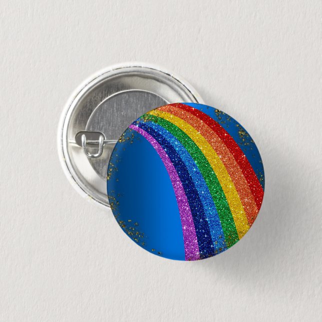 Goldene Glitzern und Glitzer Regenbogen Einhorn Bl Button (Vorne & Hinten)