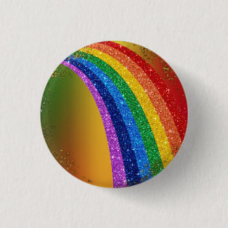 Goldene Glitzern und Glitzer-Regenbogenknopf Button