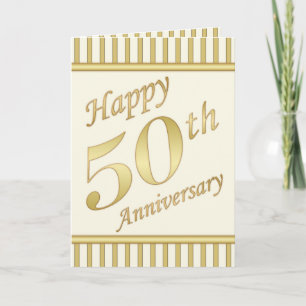 Goldene glückliche 50. Jahrestags-Karte - Streifen Karte