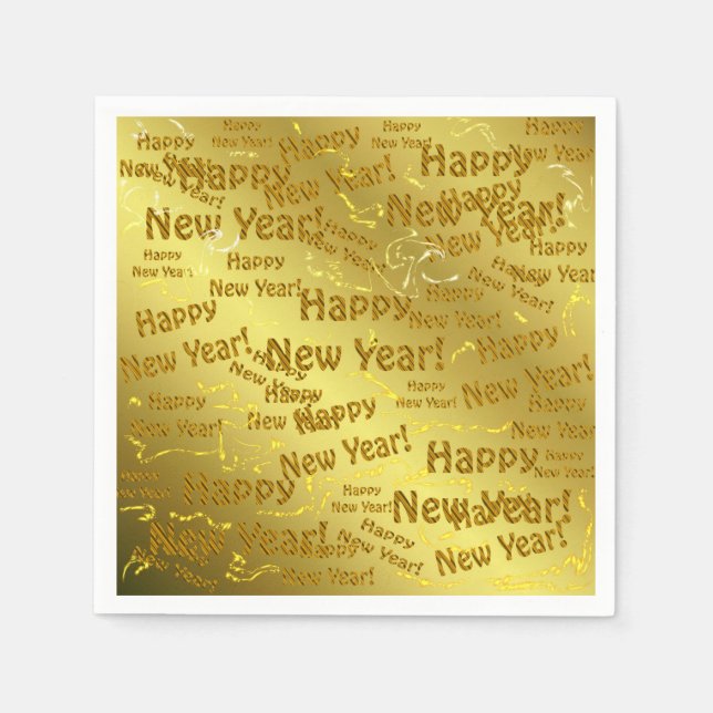 goldene, glückliche neue Jahre Papier-Serviette Serviette (Vorderseite)