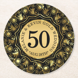 Goldene Golddecke für das 50. Jubiläum Runder Pappuntersetzer