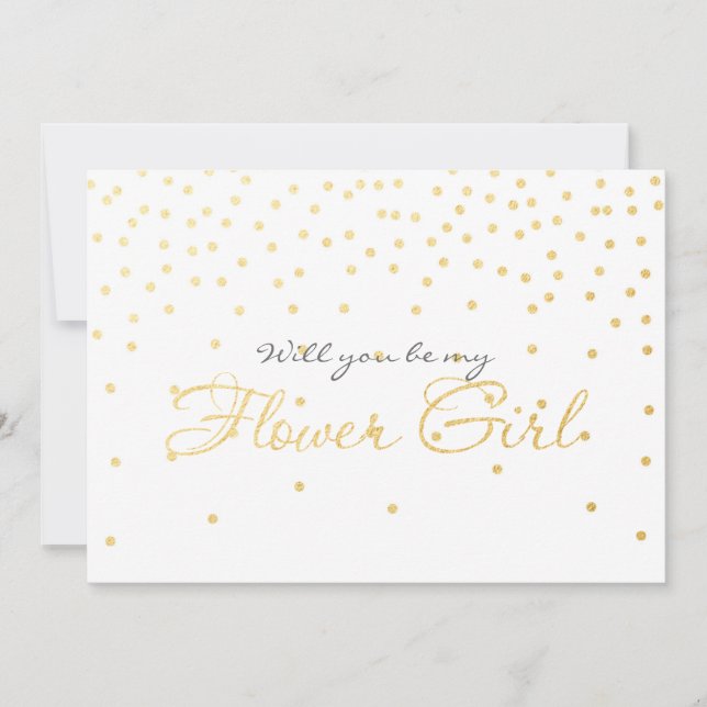 Goldene Goldfoil Confetti FLOWER MIRKCard Einladung (Vorderseite)