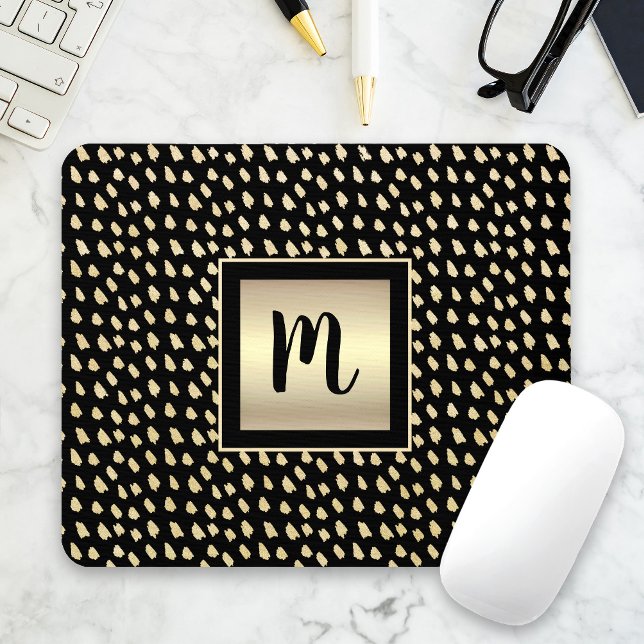 Goldene Goldfolie, moderne, fette Monogramm-Schrif Mousepad (Von Creator hochgeladen)
