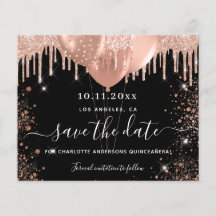 Goldene Goldkarte aus Quinceanera, schwarze Rose, 