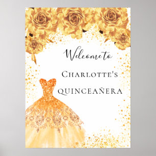 Goldene Goldkleidung aus Quinceanera Party Empfang Poster