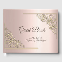 Goldene Goldrahmen-Rose Gästebuch