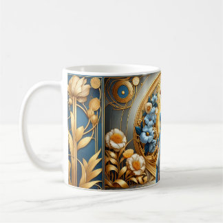 Goldene Göttin in Art Nouveau-Blüte Kaffeetasse