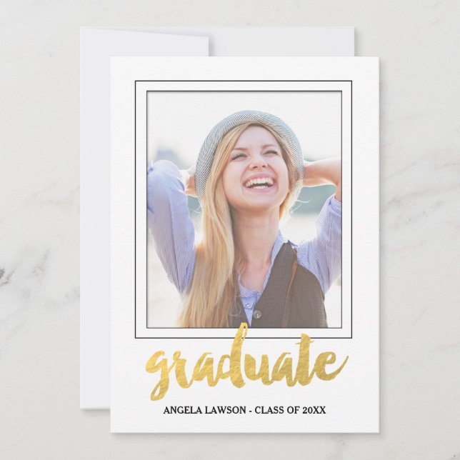 Goldene Graduate Foto Frame Graduation Party - Ein Einladung (Vorderseite)