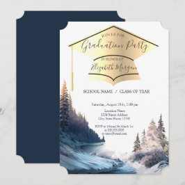 Goldene Graduationskappe, Landschaft, Abschluss de Einladung