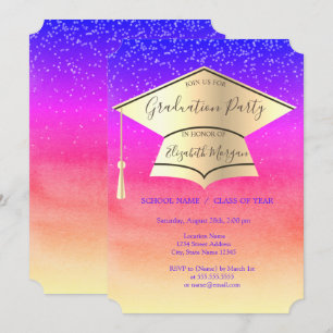 Goldene Graduierungskappe, Diamanten Ombre-Abschlu Einladung
