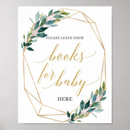 Goldene grüne Blätter für Babyzeichen Poster