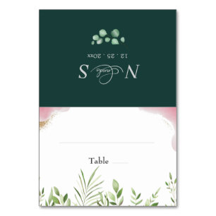 Goldene Grüne Flache Hochzeitsplatzkarte Tischnummer