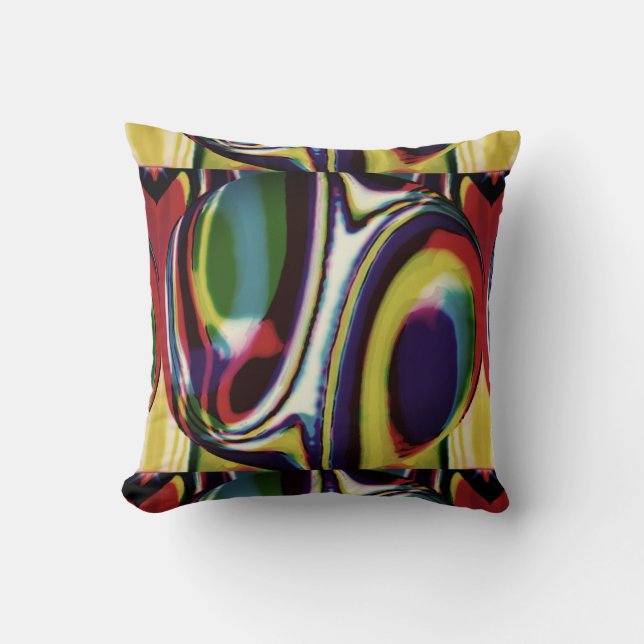 Goldene grüne violette schwarze geometrische Zirke Kissen (Vorderseite)