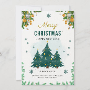 Goldene grüne Weihnachten Einladung