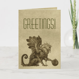 Goldene Gryphon Pergament-Art-Gruß-Karte Karte