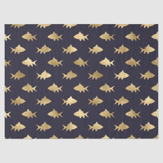 Goldene Haie auf der Decoupage der Marine Seidenpapier (Vorderseite)
