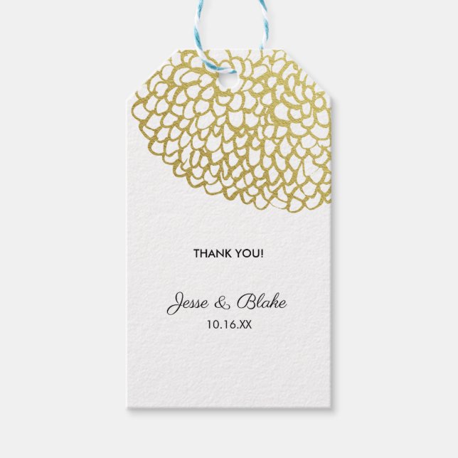 Goldene handgezeichnet Petal-Pattern-Hochzeit Geschenkanhänger (Vorderseite)