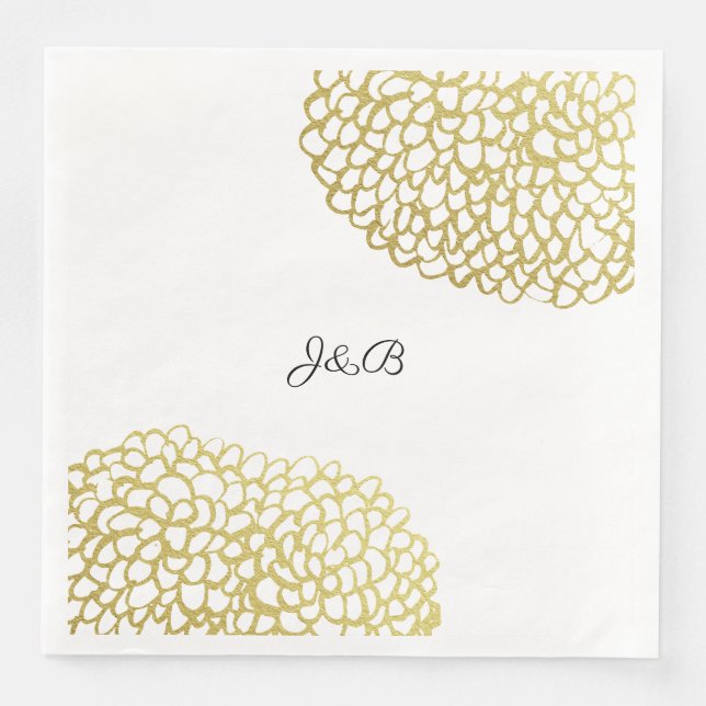 Goldene handgezeichnet Petal-Pattern-Hochzeit Serviette (Vorderseite)