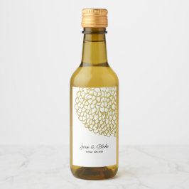 Goldene handgezeichnet Petal-Pattern-Hochzeit Weinetikett