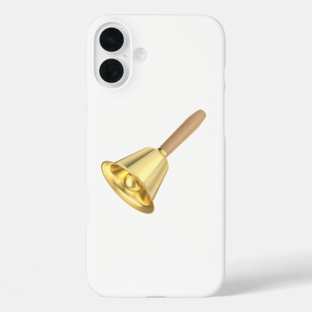 Goldene Handglocke mit Holzgriff iPhone 16 Plus Hülle (Rückseite)