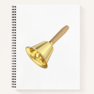 Goldene Handglocke mit Holzgriff Notizbuch