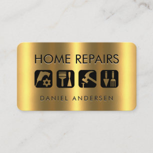 Goldene Handwerker-Reparaturwerkzeug-Icons Visitenkarte