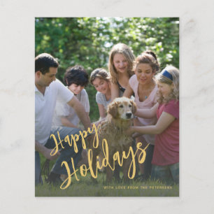 Goldene Happy Holidays Foto Holiday Card