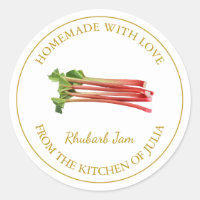 Goldene hausgemachte Rhubarb-Jam-Label | Weiß