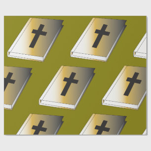 Goldene Heilige Bibel mit schwarzem Kreuz religiös Geschenkpapier