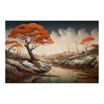 Goldene Herbst-Träumelandschaft mit Orangenbäumen 