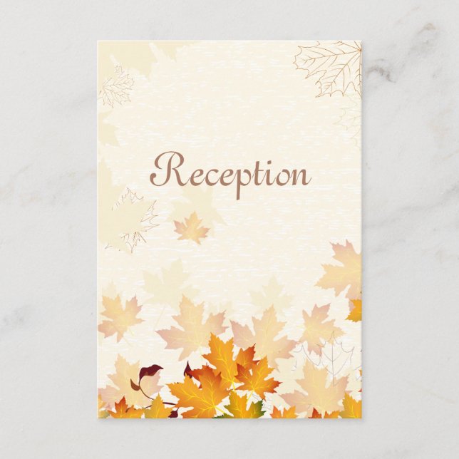Goldene Herbstblätter Hochzeitsempfangskarte Begleitkarte (Vorderseite)