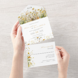 Goldene Herbstfarbe Wildblume Hochzeit im Herbst All In One Einladung