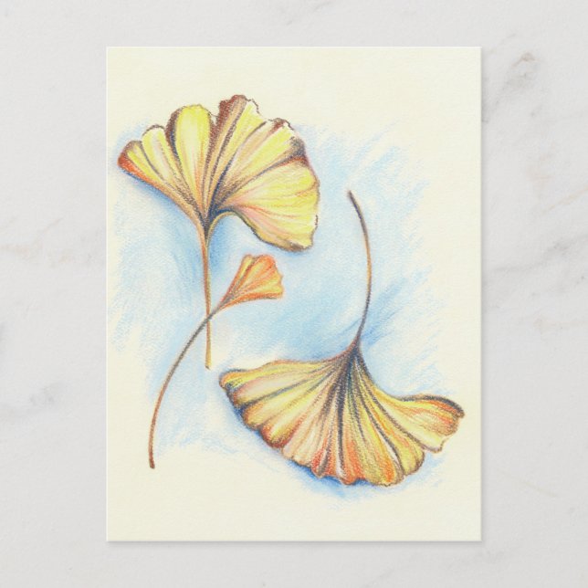 Goldene Herbstginkgo-Blätter Postkarte (Vorderseite)