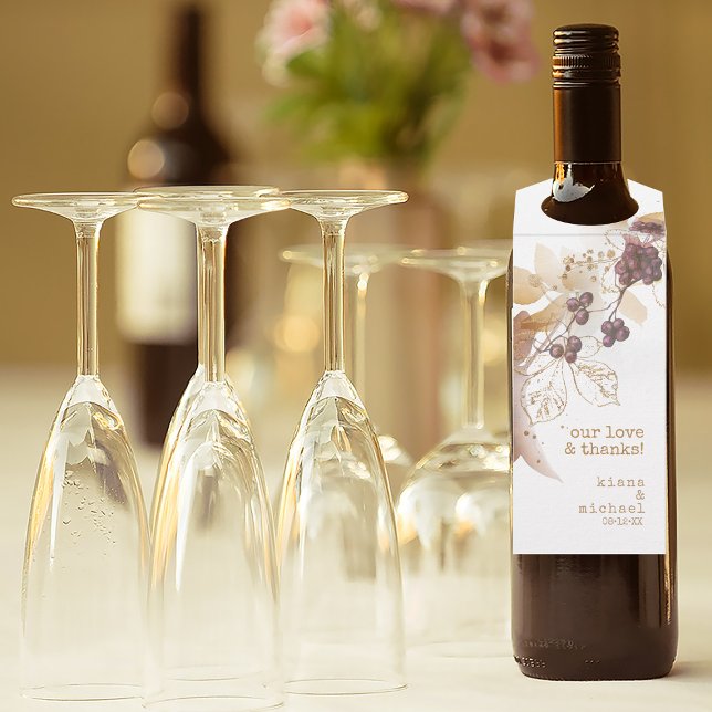 Goldene Herbsthochzeit - Liebe dank ID655 Flaschenanhänger (Wine Bottle In Situ)