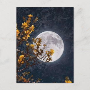 Goldene Herbstmond-Postkarte Mondbeschienener Ba Postkarte