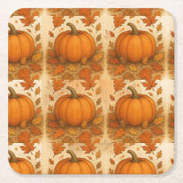 Goldene Herbstpumpen und fallende Blätter Rechteckiger Pappuntersetzer