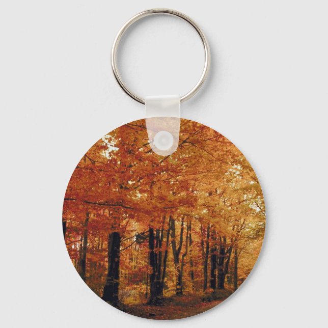 Goldene Herbststraße Schlüsselanhänger (Vorderseite)
