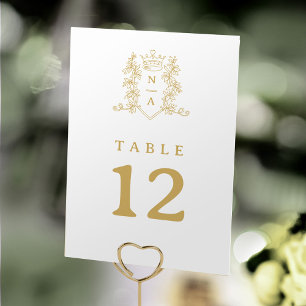 Goldene Herz-Kronen-Gästeliste Hochzeit Tischnummer