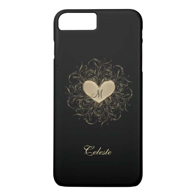 Goldene Herz-Monogramm iPhone 7 Plusfall Case-Mate iPhone Hülle (Rückseite)