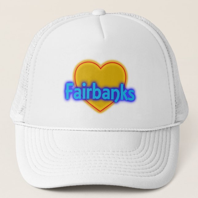 Goldene Herz-Stadt Fernlastfahrer-HutFairbanks Truckerkappe (Vorderseite)