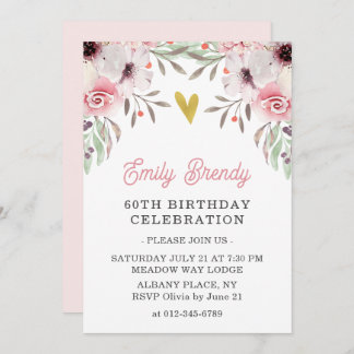 Goldene Herzblüte 60. Geburtstagsparty Einladung
