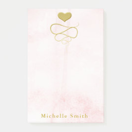 Goldene Herzdekoration Rosa Personalisiert Post-it Klebezettel