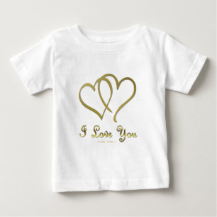 Goldene Herzen bei der Liebe Baby T-shirt