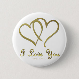 Goldene Herzen bei der Liebe Button