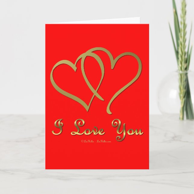 Goldene Herzen bei der Liebe Feiertagskarte (Vorderseite)
