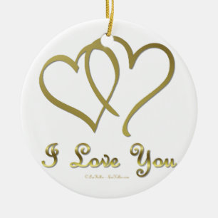 Goldene Herzen bei der Liebe Keramik Ornament