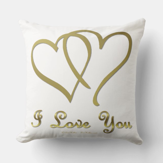 Goldene Herzen bei der Liebe Kissen (Vorderseite)