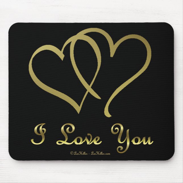 Goldene Herzen bei der Liebe Mousepad (Vorne)