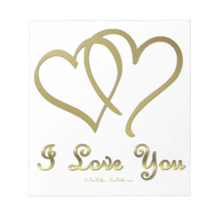 Goldene Herzen bei der Liebe Notizblock