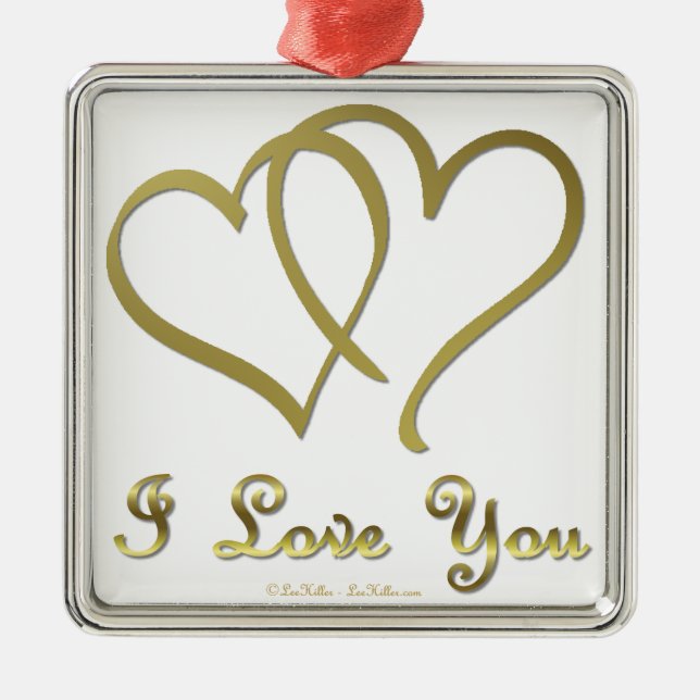 Goldene Herzen bei der Liebe Ornament Aus Metall (Vorne)